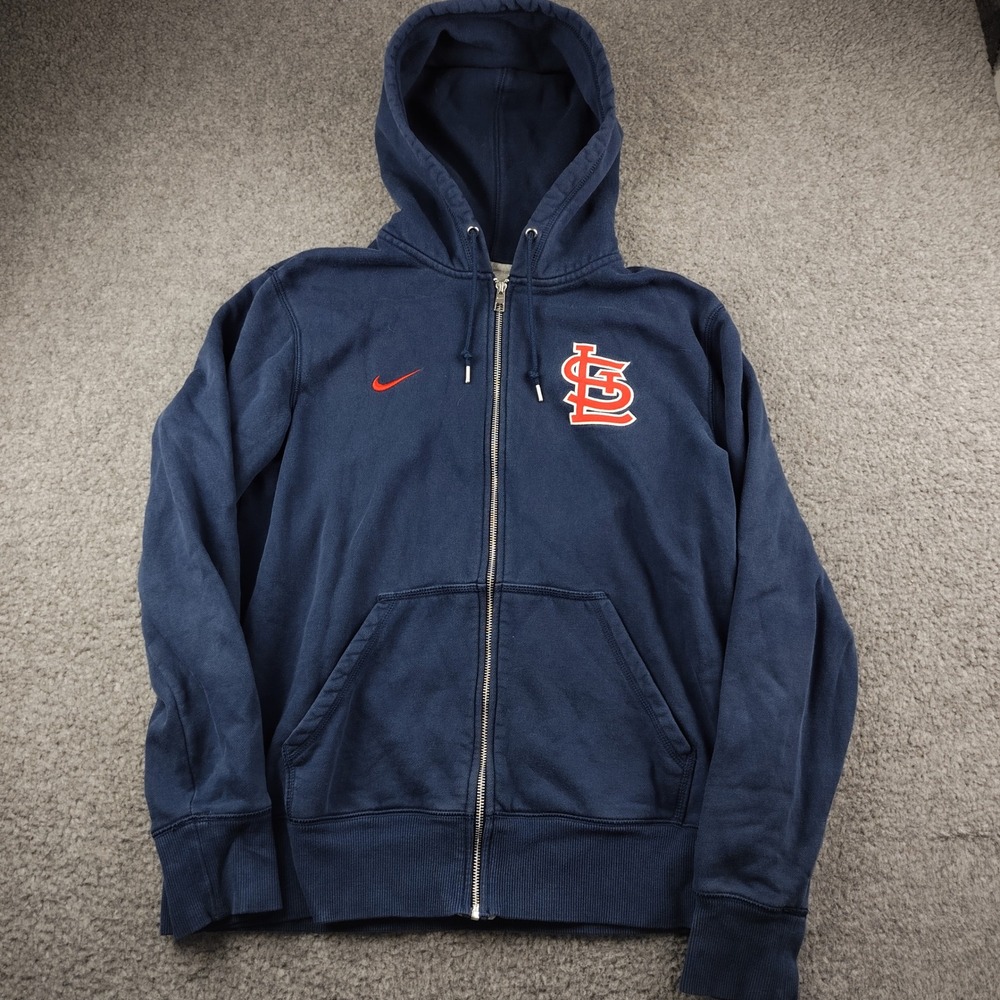 St. Louis Cardinals Nike Hoodie Mens Large Navy Blue Full Zip Cotton Blend